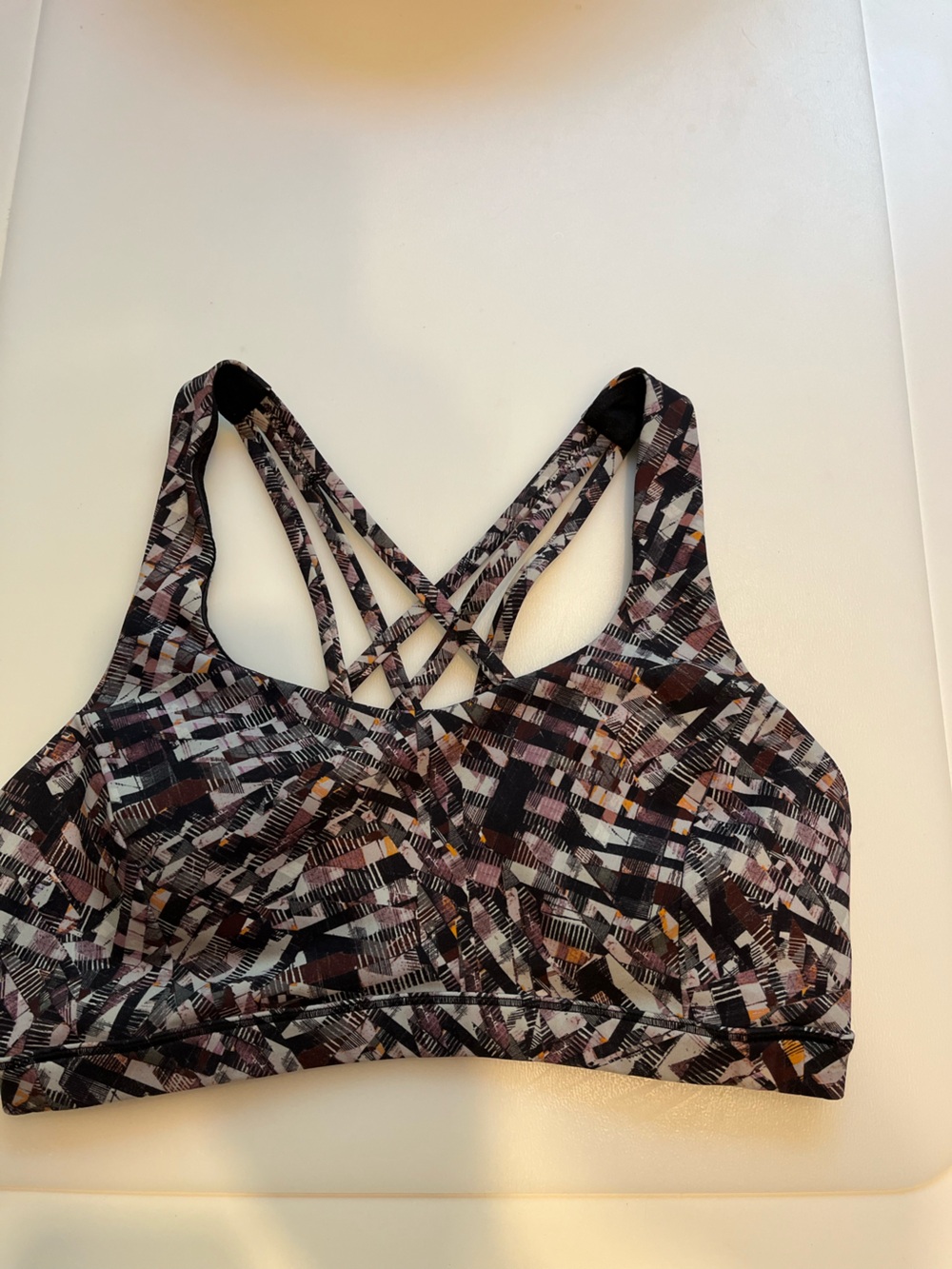 LULULEMON Women's Printed Strappy Sports Bra - Black & Pink